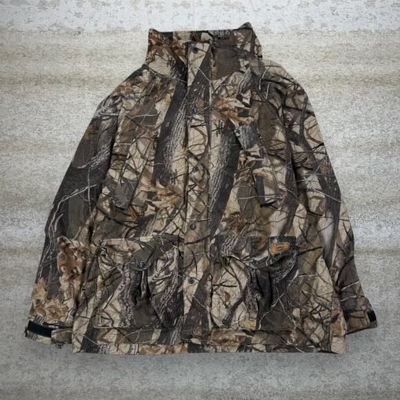 Vintage Realtree Hunting Camo Jacket Full Zip Mesh Lined Woodland 90s
